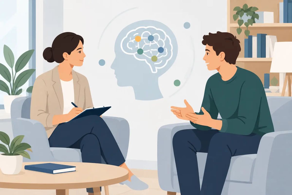 Illustration: ein Therapiegespräch